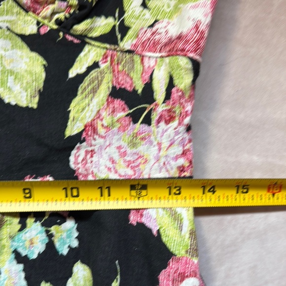 Mica Floral Dress Y2K Sz 8 Babydoll 100% Linen Fit &Flare Romantic Asian Print - Picture 14 of 15